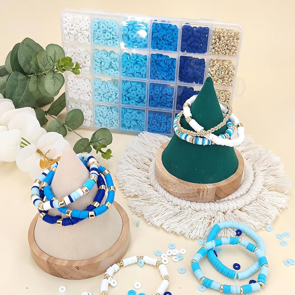 Amazon.com: MIIIM Blue Clay Bead Bracelet Kit, Heishi Beads